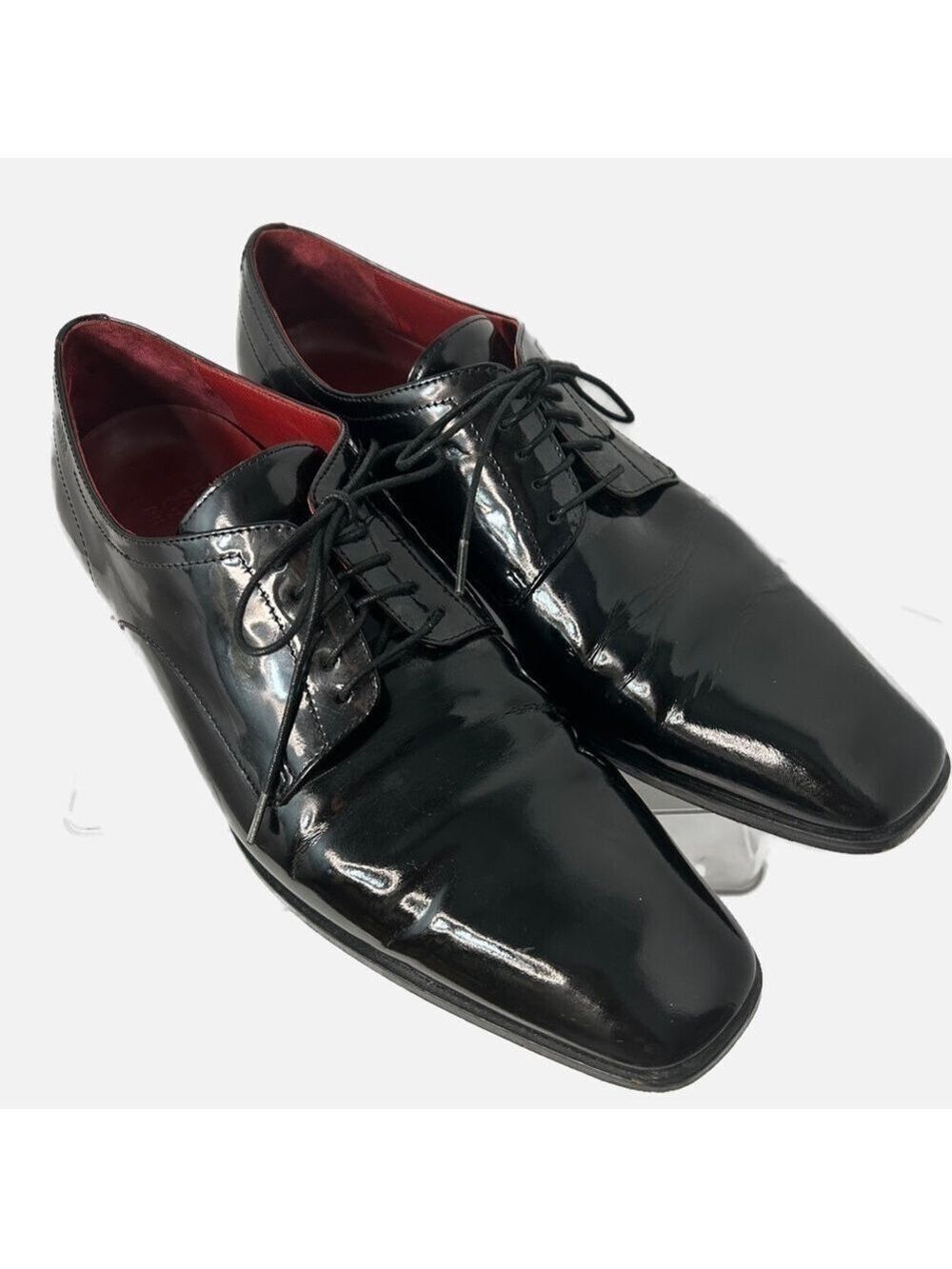 Hugo Boss Men’s Dress Shoes 9.5 Patent Leather Black Lace Up Tuxedo Black Tie